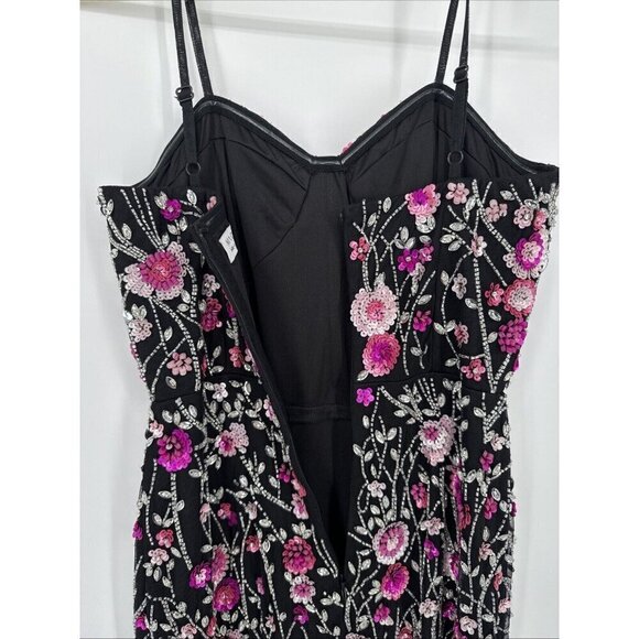 MAC DUGGAL Size 4 Slim Strap Bustier Top Floral Beaded Mini Cocktail Dress New - Picture 6 of 8